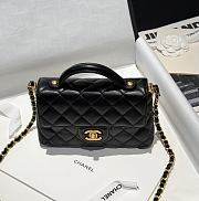 Chanel Small Flap Bag With Top Handle Lambskin Black - 22x11.5x6cm - 4