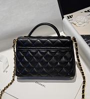 Chanel Small Flap Bag With Top Handle Lambskin Black - 22x11.5x6cm - 3