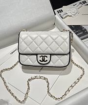 Chanel Mini Flap Bag Lambskin White Black - 19.5x13.5x7cm - 1