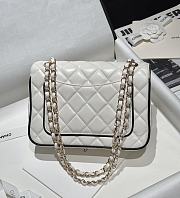 Chanel Flap Bag Lambskin White Black - 23.5x16.5x6.5cm - 4