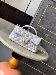 Chanel Mini Flap Bag with Top Handle Lambskin Gray - 20x14x5.5cm - 1