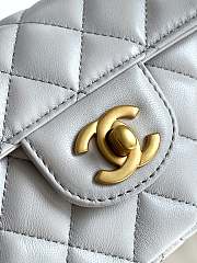 Chanel Mini Flap Bag with Top Handle Lambskin Gray - 20x14x5.5cm - 2