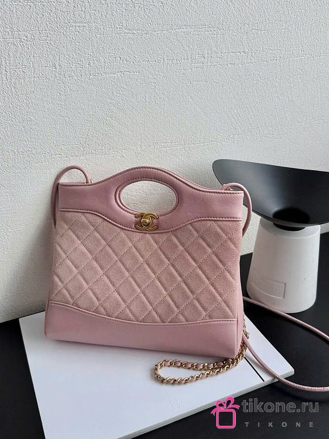 Chanel 31 Mini Shopping Bag Suede Calfskin Lambskin Gold Tone Metal Light Pink - 23x22x5cm - 1