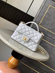 Chanel Small Flap Bag With Top Handle Lambskin Gray - 22x11.5x6cm - 4