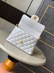 Chanel Small Flap Bag With Top Handle Lambskin Gray - 22x11.5x6cm - 6