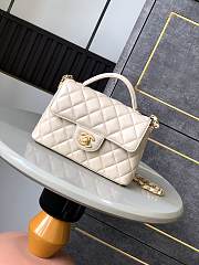 Chanel Small Flap Bag With Top Handle Lambskin Beige - 22x11.5x6cm - 1