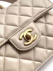 Chanel Small Flap Bag With Top Handle Lambskin Beige - 22x11.5x6cm - 5