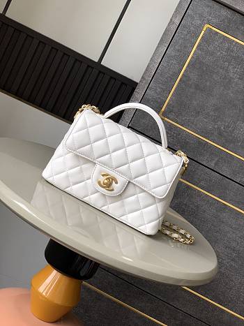 Chanel Small Flap Bag With Top Handle Lambskin White - 22x11.5x6cm