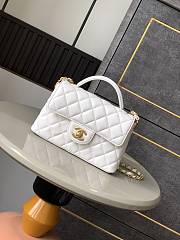 Chanel Small Flap Bag With Top Handle Lambskin White - 22x11.5x6cm - 6