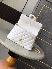 Chanel Small Flap Bag With Top Handle Lambskin White - 22x11.5x6cm - 5