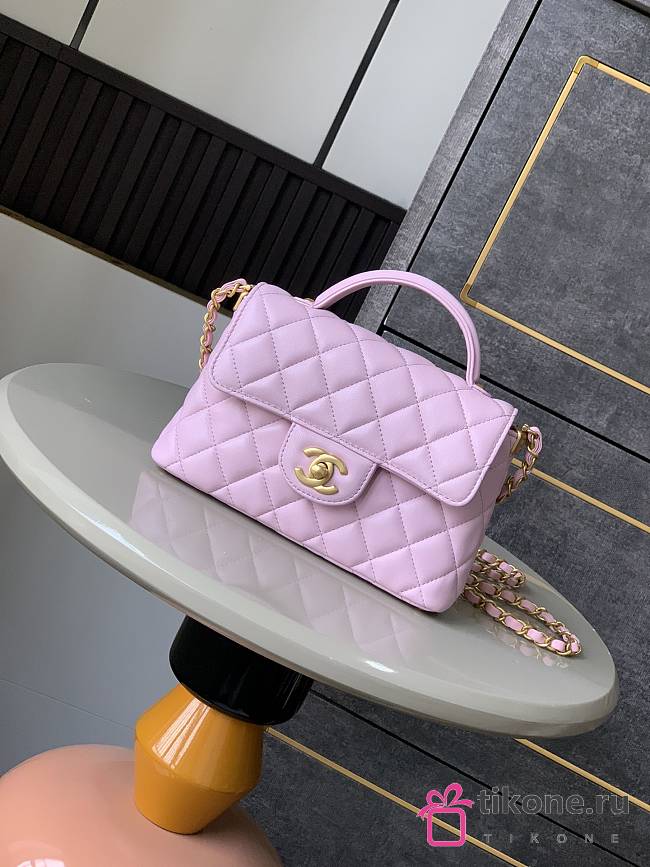 Chanel Small Flap Bag With Top Handle Lambskin Pink - 22x11.5x6cm - 1