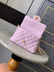 Chanel Small Flap Bag With Top Handle Lambskin Pink - 22x11.5x6cm - 2