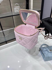 Chanel Classic Top Handle Vanity Case with Chain Quilted Lambskin Mini Light Pink - 11x8.5x7cm - 6