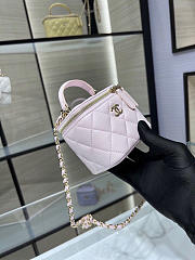 Chanel Classic Top Handle Vanity Case with Chain Quilted Lambskin Mini Light Pink - 11x8.5x7cm - 2