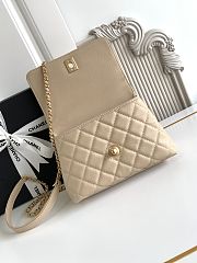 Chanel Mini Flap Bag with Top Handle Grained Calfskin Gold Tone Metal Beige - 19x13x9cm - 4