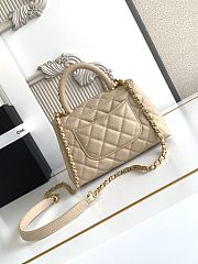 Chanel Mini Flap Bag with Top Handle Grained Calfskin Gold Tone Metal Beige - 19x13x9cm - 2