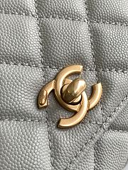 Chanel Mini Flap Bag with Top Handle Grained Calfskin Gold Tone Metal Gray - 19x13x9cm - 2