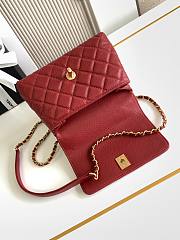 Chanel Mini Flap Bag with Top Handle Grained Calfskin Gold Tone Metal Red - 19x13x9cm - 5