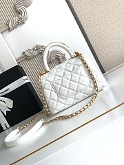 Chanel Mini Flap Bag with Top Handle Grained Calfskin Gold Tone Metal White - 19x13x9cm - 5