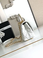 Chanel Mini Flap Bag with Top Handle Grained Calfskin Gold Tone Metal White - 19x13x9cm - 4