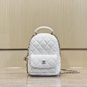 Chanel Classic Mini Backpack Caviar Gold Tone White - 18×13×9cm