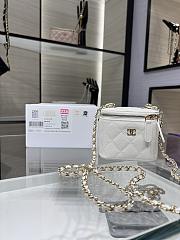 Chanel Classic Small Vanity with Chain Grained Calfskin Gold Tone Metal White - 11x8.5x7cm - 1