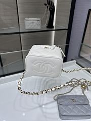 Chanel Classic Small Vanity with Chain Grained Calfskin Gold Tone Metal White - 11x8.5x7cm - 2