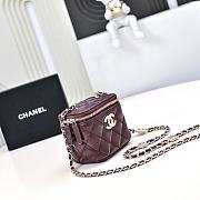 Chanel Small Vanity With Chain Lambskin Diamante Gold Metal Burgundy - 11x8.5x7cm - 6