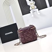 Chanel Small Vanity With Chain Lambskin Diamante Gold Metal Burgundy - 11x8.5x7cm - 5