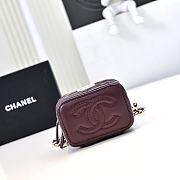 Chanel Small Vanity With Chain Lambskin Diamante Gold Metal Burgundy - 11x8.5x7cm - 4