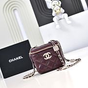 Chanel Small Vanity With Chain Lambskin Diamante Gold Metal Burgundy - 11x8.5x7cm - 3