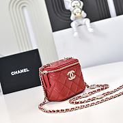 Chanel Small Vanity With Chain Lambskin Diamante Gold Metal Red - 11x8.5x7cm - 6