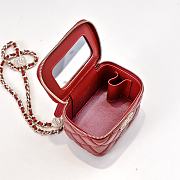 Chanel Small Vanity With Chain Lambskin Diamante Gold Metal Red - 11x8.5x7cm - 4