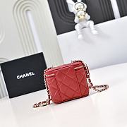 Chanel Small Vanity With Chain Lambskin Diamante Gold Metal Red - 11x8.5x7cm - 3