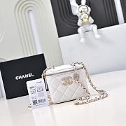 Chanel Small Vanity With Chain Lambskin Diamante Gold Metal White - 11x8.5x7cm - 1