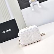 Chanel Small Vanity With Chain Lambskin Diamante Gold Metal White - 11x8.5x7cm - 5