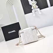 Chanel Small Vanity With Chain Lambskin Diamante Gold Metal White - 11x8.5x7cm - 2