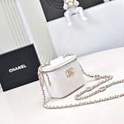 Chanel Small Vanity With Chain Lambskin Diamante Gold Metal White - 11x8.5x7cm - 4