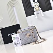 Chanel Small Vanity With Chain Lambskin Diamante Gold Metal Gray - 11x8.5x7cm - 1