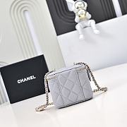 Chanel Small Vanity With Chain Lambskin Diamante Gold Metal Gray - 11x8.5x7cm - 5