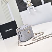 Chanel Small Vanity With Chain Lambskin Diamante Gold Metal Gray - 11x8.5x7cm - 4