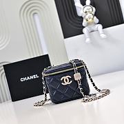 Chanel Small Vanity With Chain Lambskin Diamante Gold Metal Navy Blue - 11x8.5x7cm - 1