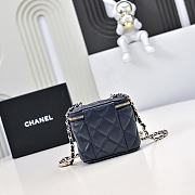 Chanel Small Vanity With Chain Lambskin Diamante Gold Metal Navy Blue - 11x8.5x7cm - 5