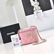 Chanel Small Vanity With Chain Lambskin Diamante Gold Metal Pink - 11x8.5x7cm - 1