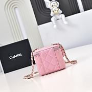 Chanel Small Vanity With Chain Lambskin Diamante Gold Metal Pink - 11x8.5x7cm - 3