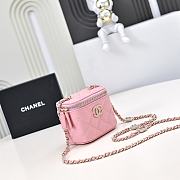 Chanel Small Vanity With Chain Lambskin Diamante Gold Metal Pink - 11x8.5x7cm - 4