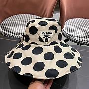 Prada Triangle Polka Dot Logo Bucket Hat Beige  - 6