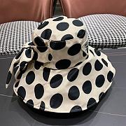 Prada Triangle Polka Dot Logo Bucket Hat Beige  - 3