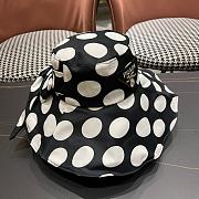 Prada Triangle Polka Dot Logo Bucket Hat Black - 4