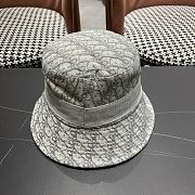 Dior Oblique Small Brim Bucket Hat White and Gray Embroidery - 2